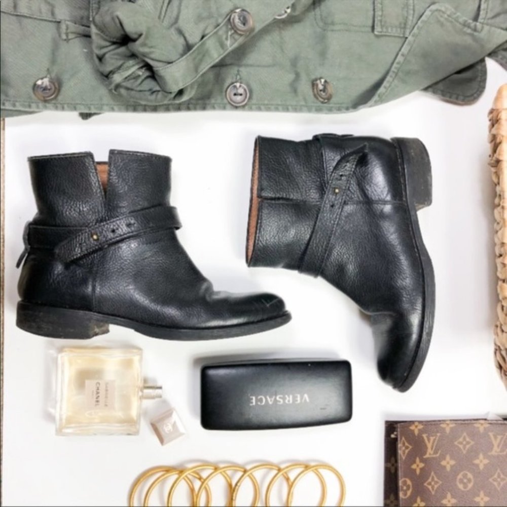 Madewell Biker Moto Boots Black Leather Size 6